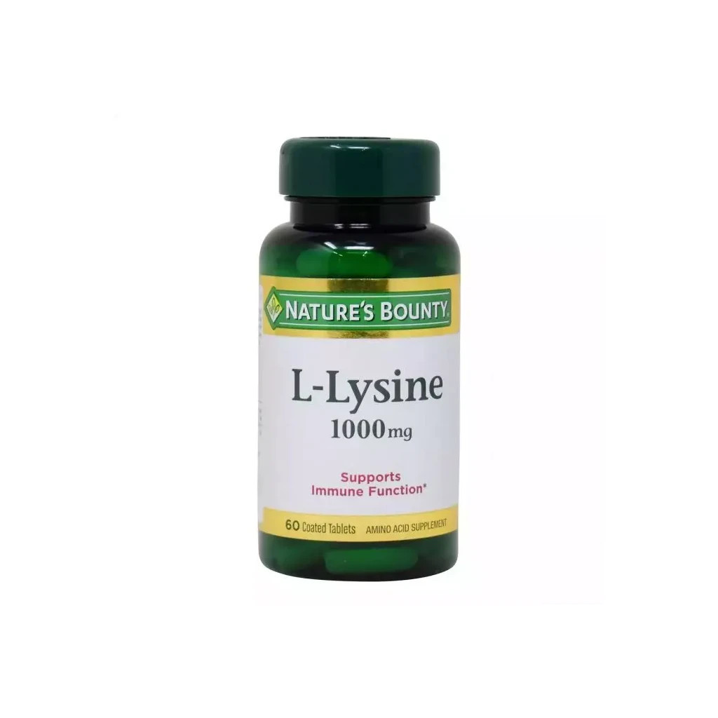 Амінокислота Nature's Bounty L-Лізін, 1000 мг, L-Lysine, 60 капсул (NRT06011) - зображення 1