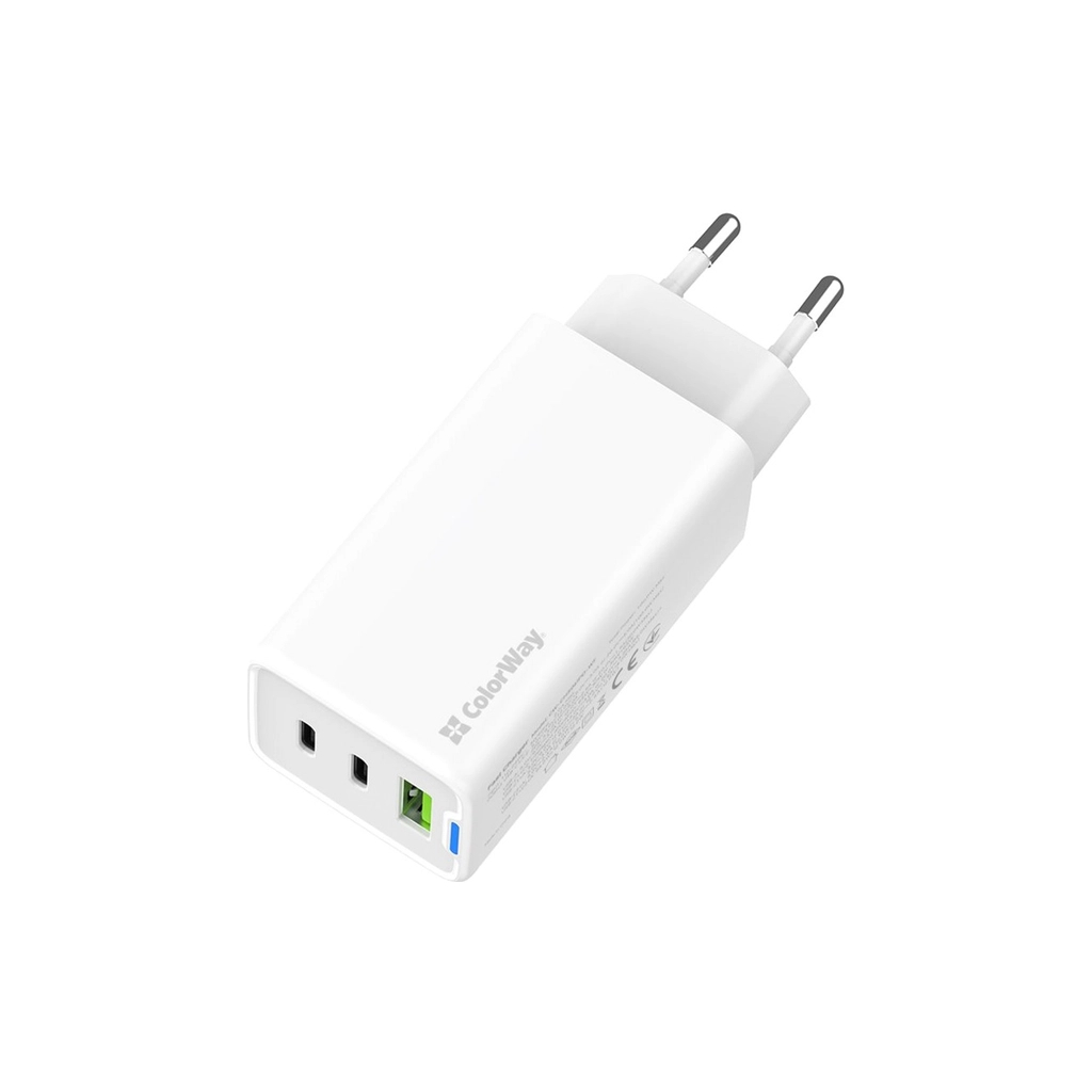 Зарядний пристрій ColorWay GaN Mini 65W PD Port PPS USB (USB-2C1A) white (CW-CHS058PD-WT) - изображение 4