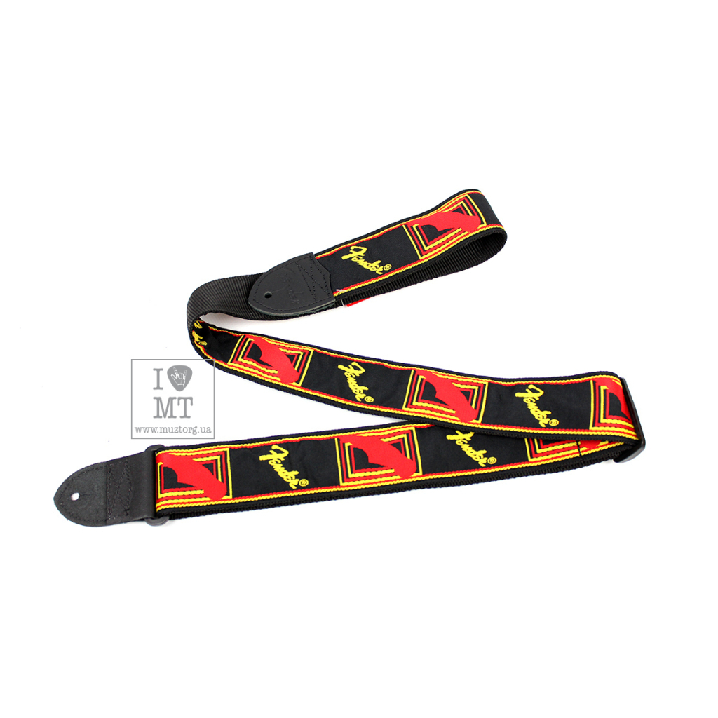 Ремінь для гітари Fender Strap 2" Monogrammed Black/Yellow/Red (20515) - зображення 4