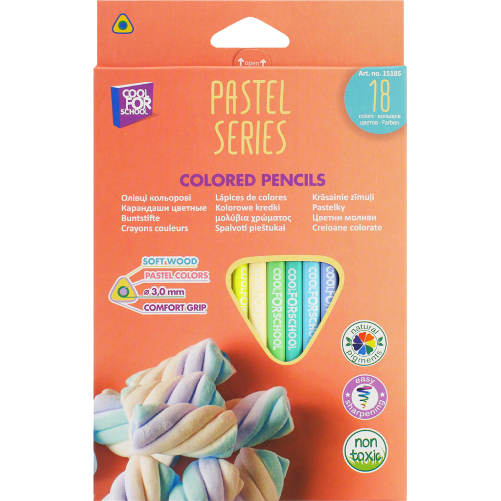 Олівці кольорові Cool For School Pastel Преміум 18 кольорів (CF15185) - зображення 1