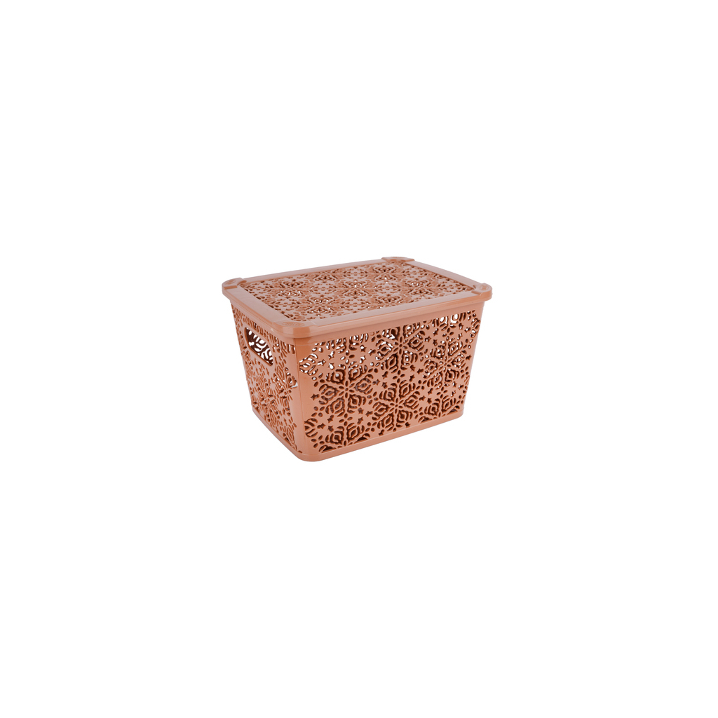 Кошик для зберігання Violet House 0402 №2 Ажур з кришкою Cream 7 л (0402 №2 Ажур CR з/кр. 7 л) - зображення 1
