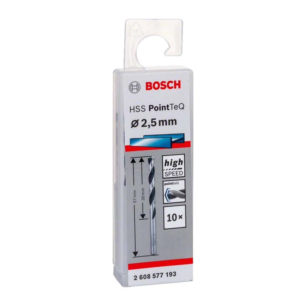 Свердло Bosch по металу HSS-PointTeQ, 2.5х30х57мм, 10шт (2.608.577.193) - изображение 2