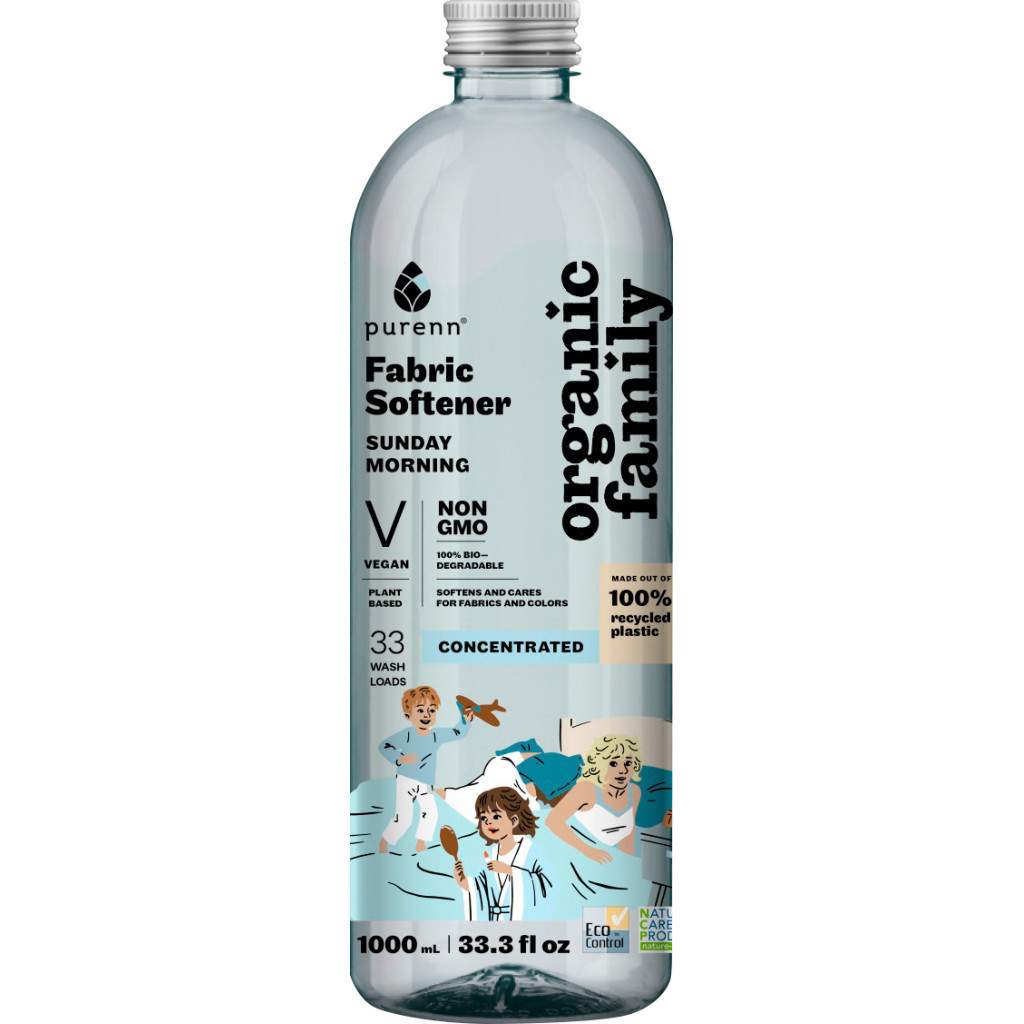 Кондиціонер для білизни Purenn Organic Family Sunday Morning пом'якшувач для збереження кольорів та волокон тканин з Алое 1 л (4751024880456) - изображение 2