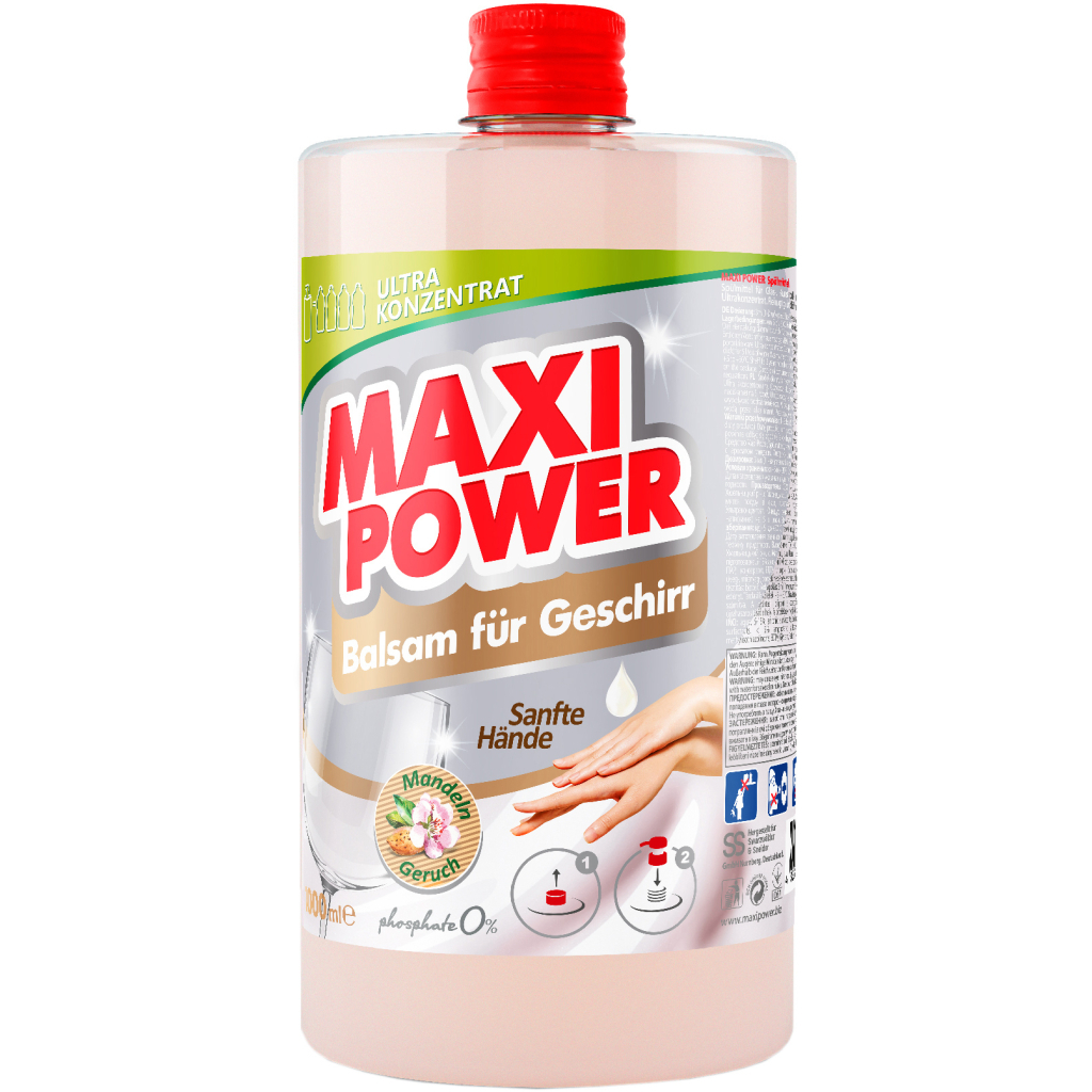 Засіб для ручного миття посуду Maxi Power Мигдаль запаска 1000 мл (4823098412151) - зображення 1
