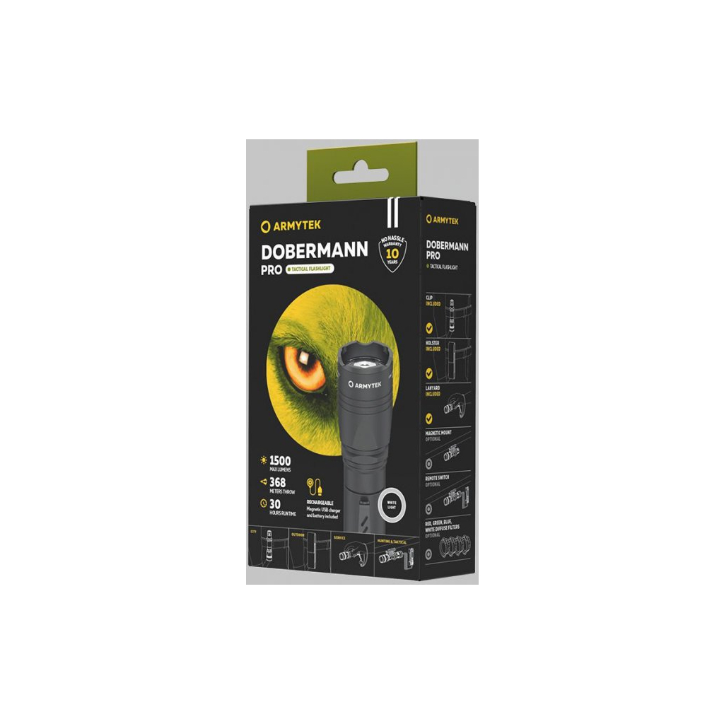Ліхтар Armytek Dobermann Pro Marnet USB White (F07501C) - зображення 3