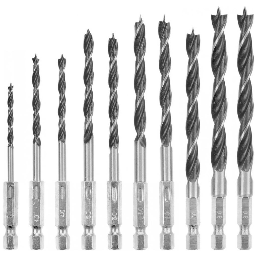 Набір свердл Einhell по дереву 10шт, 3-8мм, кейс (108733) - зображення 3