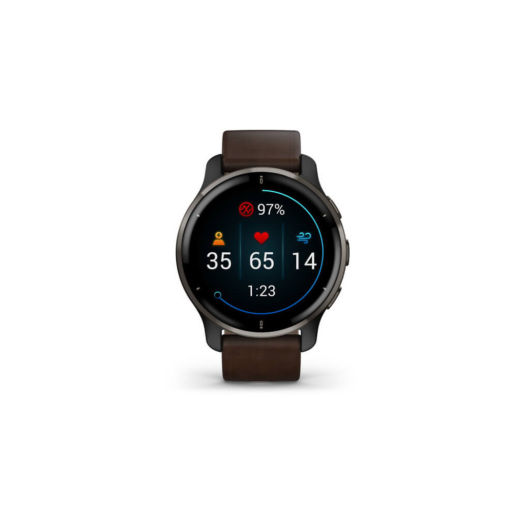 Смарт-годинник Garmin Venu 2 Plus, Black + Slate, Leather, GPS (010-02496-15) - зображення 4