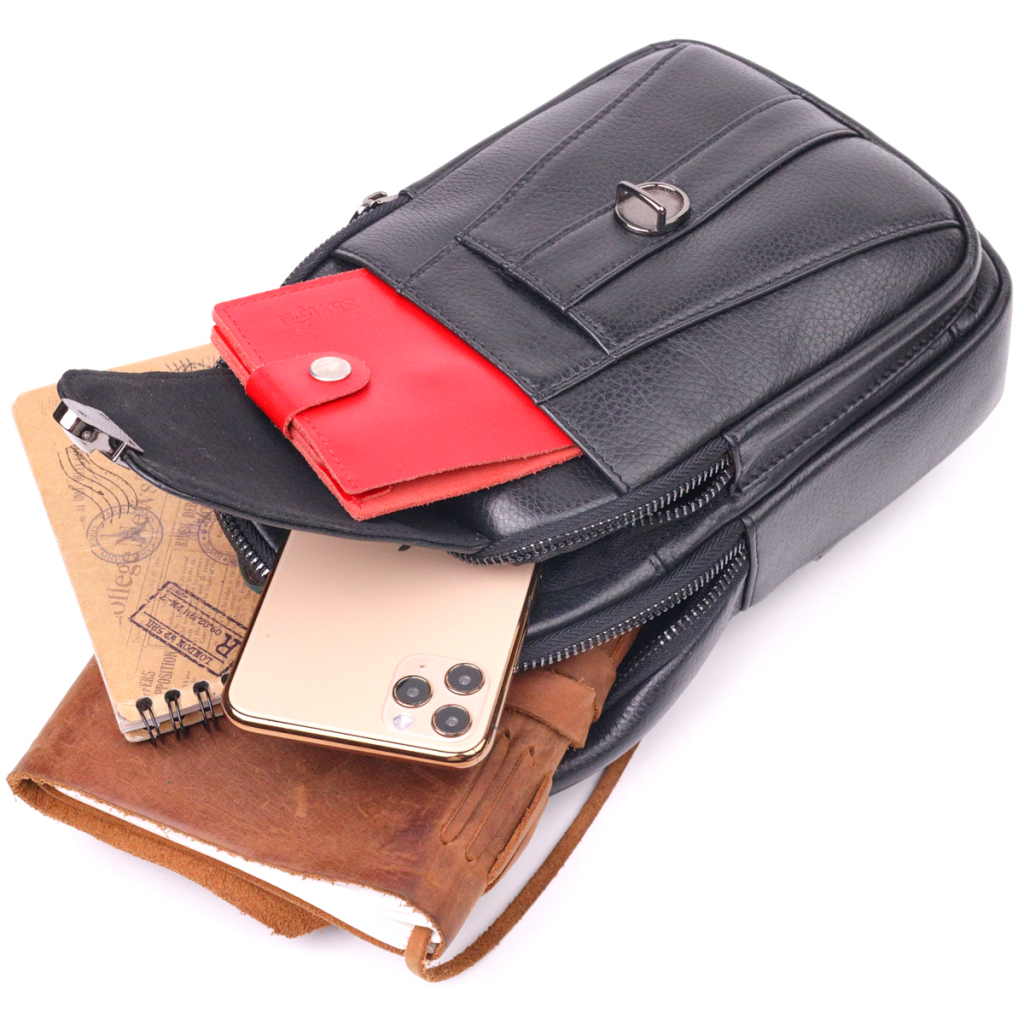 Сумка Vintage Через плече з натуральної шкіри Чорна (21397) - зображення 7