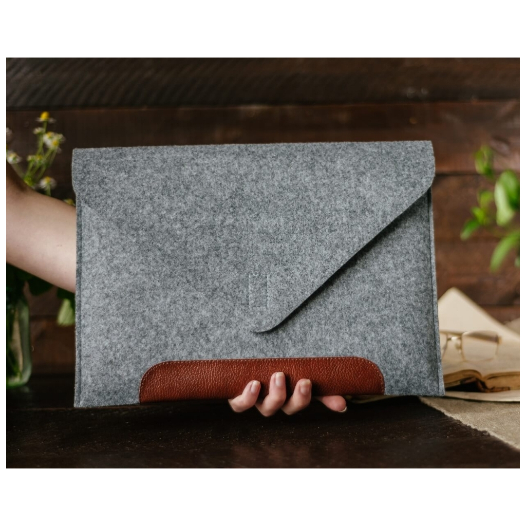 Чохол до ноутбука Gmakin 14" Macbook Pro, envelope, LightGray, brown stripe (GM10-14) - зображення 10
