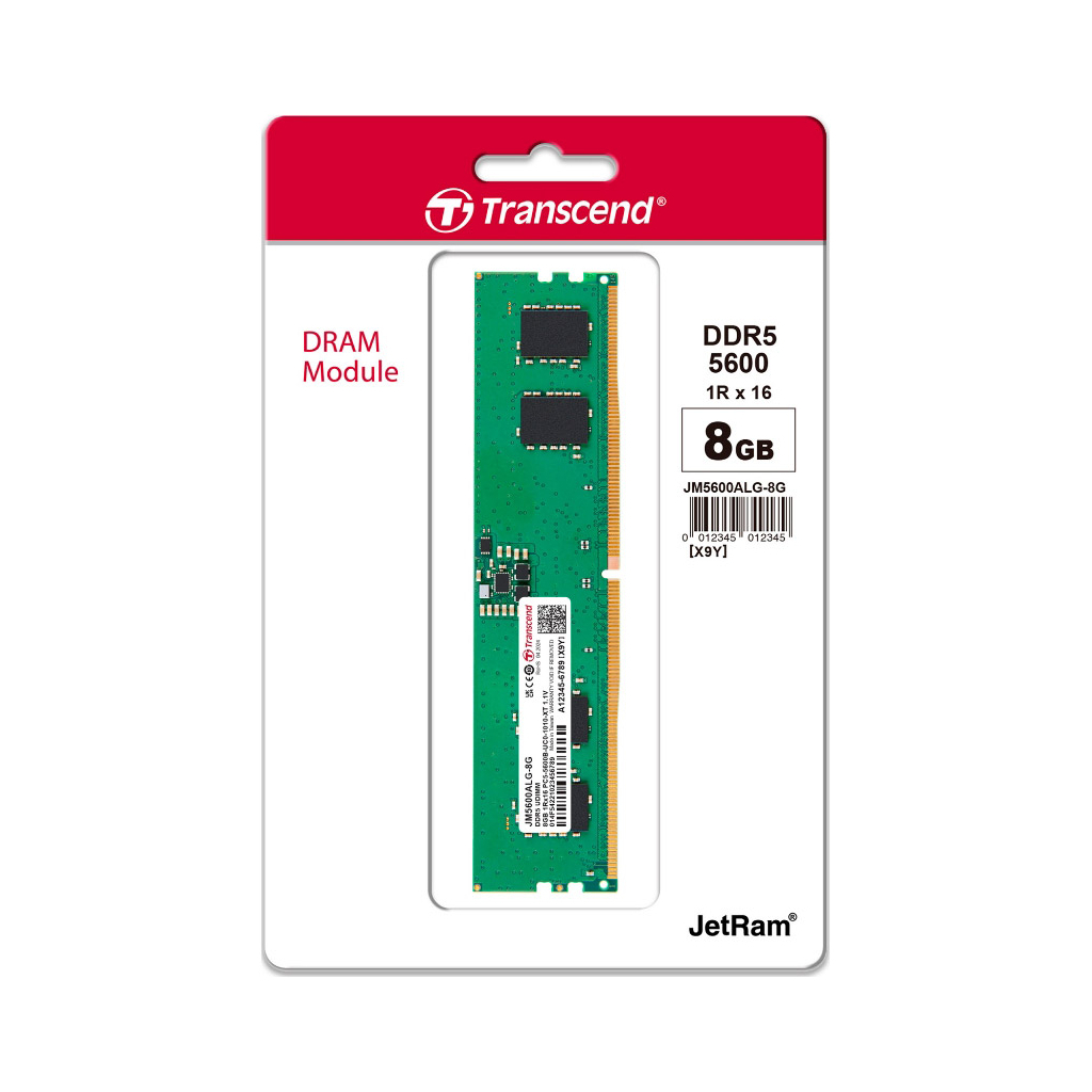 Модуль пам'яті для комп'ютера DDR5 8GB 5600 MHz Transcend (JM5600ALG-8G) - зображення 2
