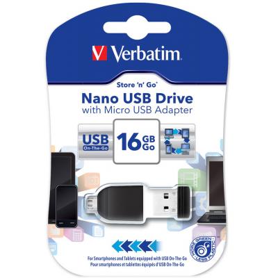 USB флеш накопичувач Verbatim 16GB OTG Black USB 2.0 (49821) - зображення 6