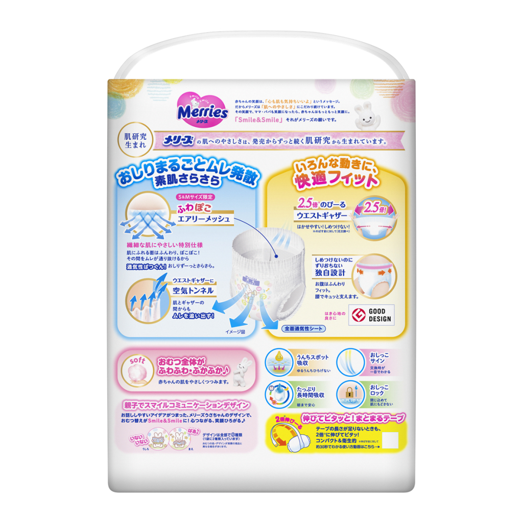 Підгузки Merries трусики для дітей розмір M 6-11 кг 58 шт (558641) - зображення 3