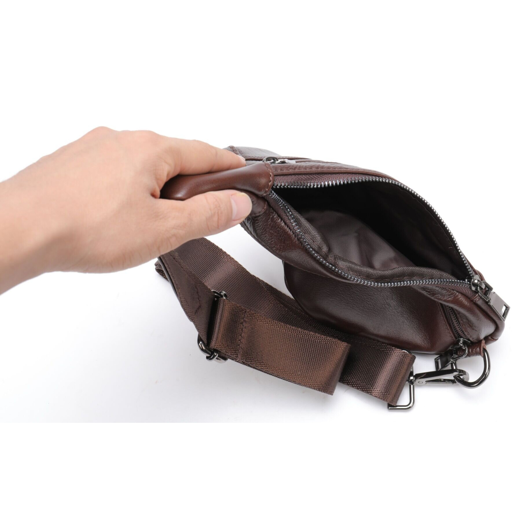 Сумка Vintage Чоловіча слінг шкіряна Коричнева (14737) - зображення 12