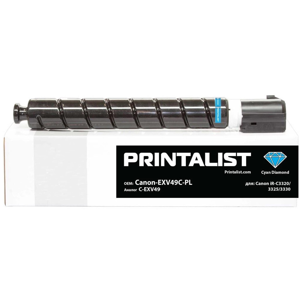 Тонер-картридж Printalist Canon iR-C3320/3325/3330, C-EXV49 Cyan (Canon-EXV49C-PL) - изображение 1