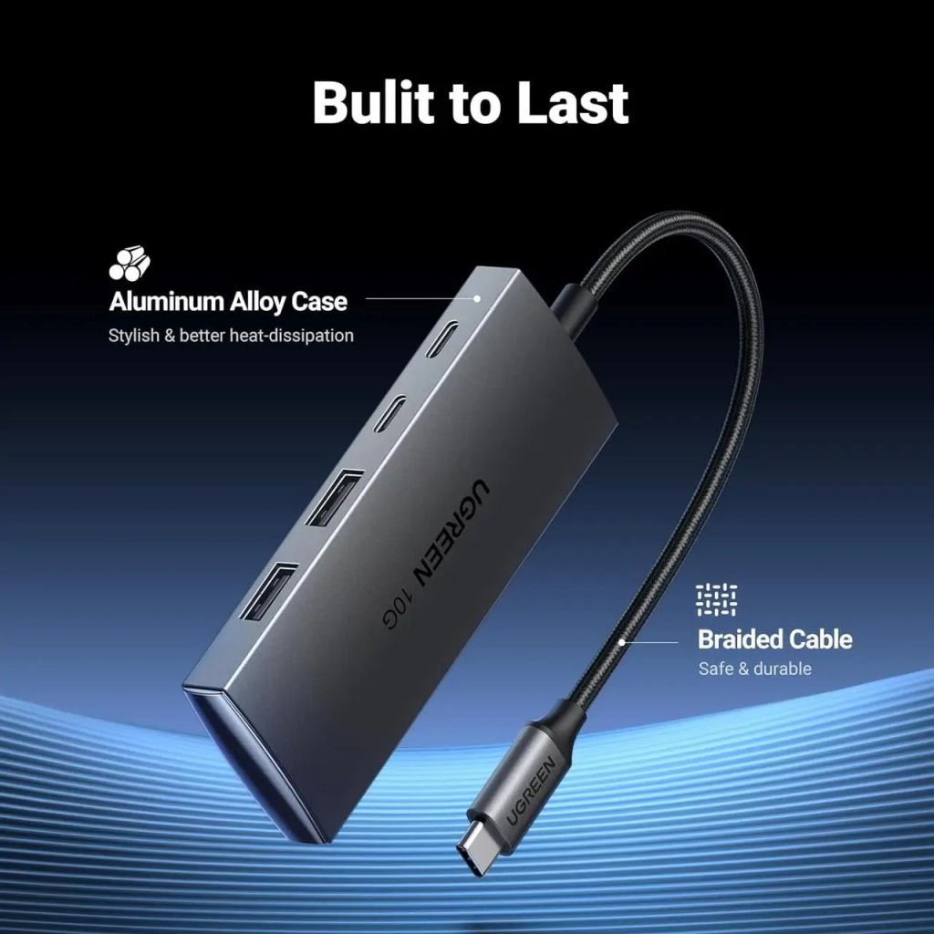 Концентратор Ugreen USB-C to 2xUSB 3.2 + 2xUSB-C 10Gbps CM480 gray (30758) - зображення 6