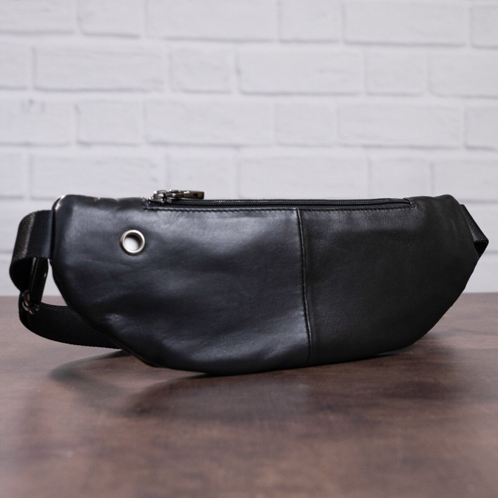 Сумка Vintage Поясна з натуральної шкіри Чорна (20343) - зображення 10