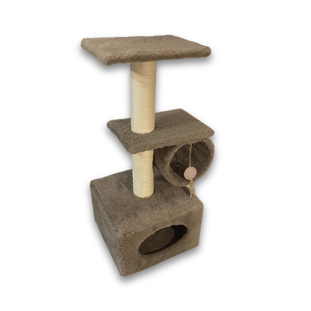 Дряпка (кігтеточка) для котів Природа Саванна з барабаном 38x38x90 см капучино (4823082442645) - зображення 3