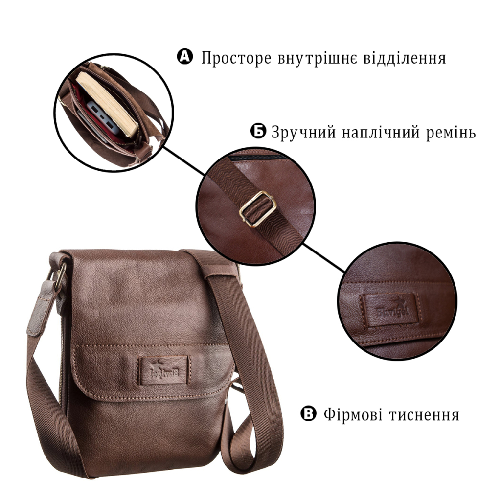 Сумка Shvigel Чоловіча шкіряна Коричнева (19114) - зображення 4