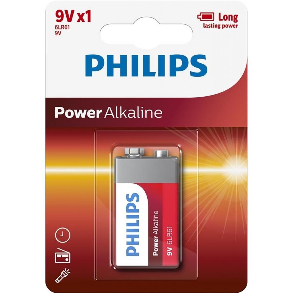 Батарейка Philips Крона 6LR61 Power Alkaline * 1 (6LR61P1B/10) - зображення 1