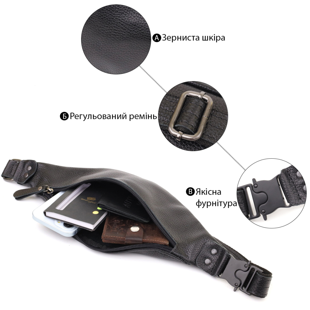 Сумка Shvigel Шкіряна Чорна (23136) - зображення 4