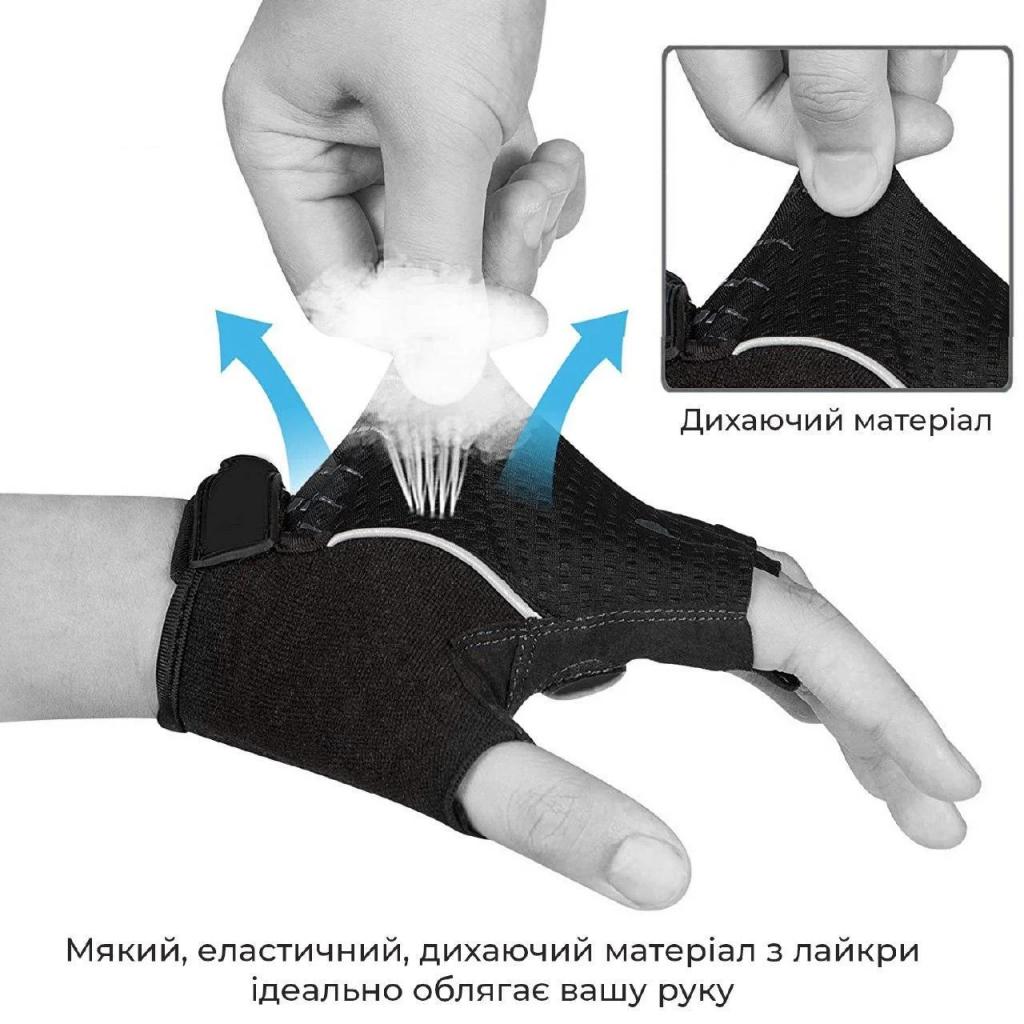 Велорукавиці PowerPlay 5041 Black/Blue M (5041B_M_Blue) - зображення 4