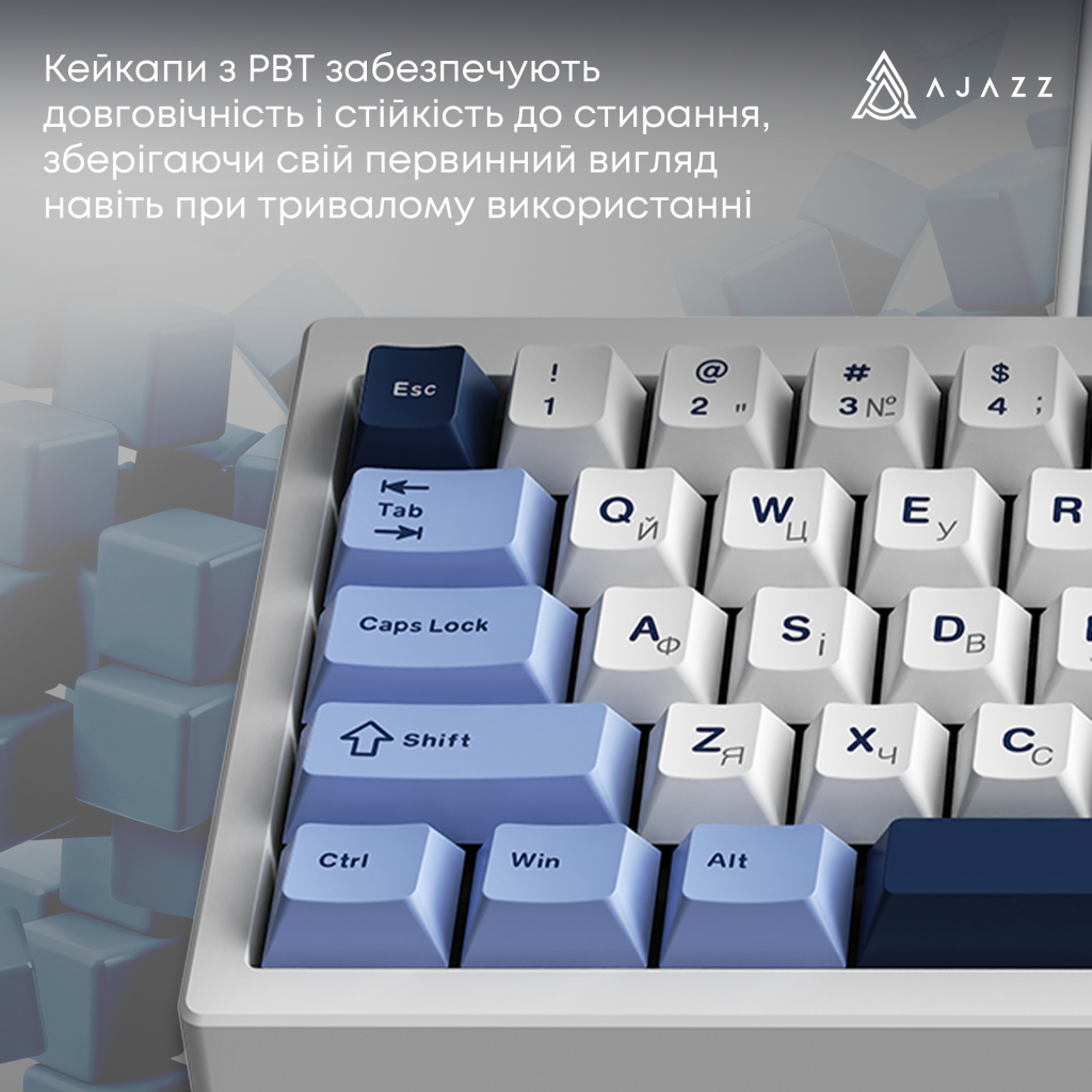 Клавіатура Ajazz AK650 Sea Salt Switch USB UA White/Blue (AK650-SS-BWB) - изображение 10