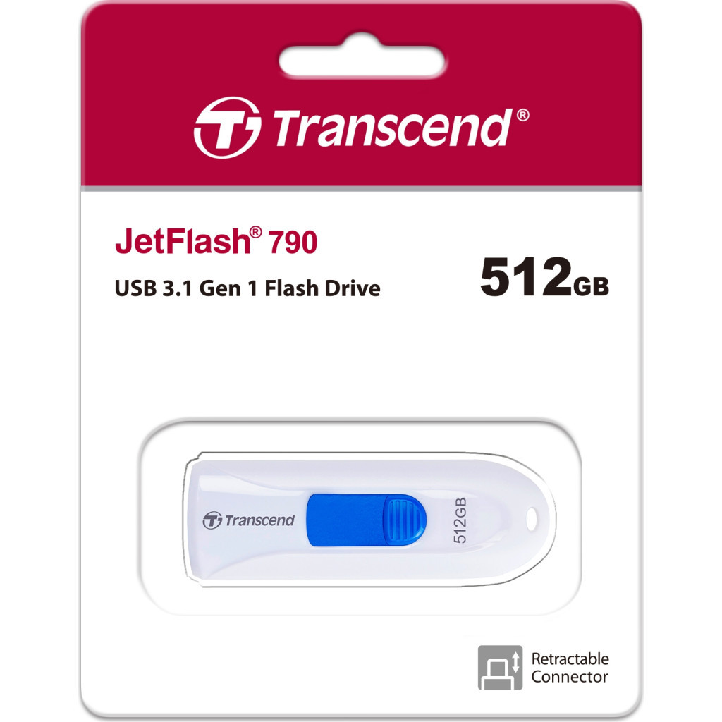 USB флеш накопичувач Transcend 512GB JetFlash 790 White USB 3.1 (TS512GJF790W) - зображення 5