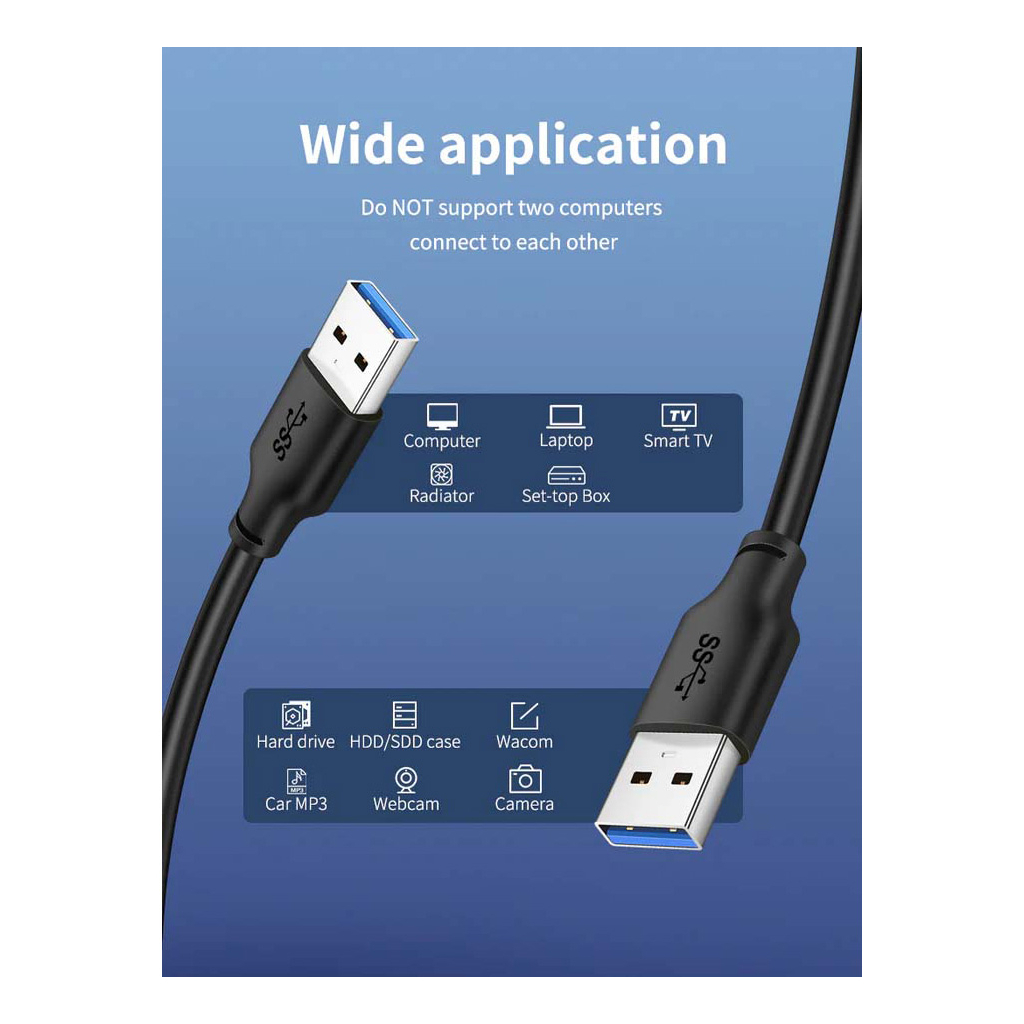 Дата кабель USB 3.0 AM/AM 3.0m Cabletime (CA915415) - зображення 3