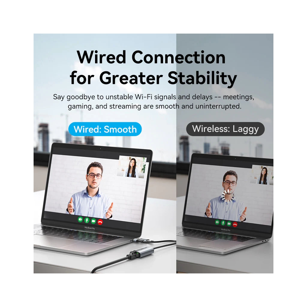 Перехідник USB-C + USB A to RJ45 Ethernet 1000Mbps 0.15m aluminum gray VENTION (CFQHB) - изображение 12