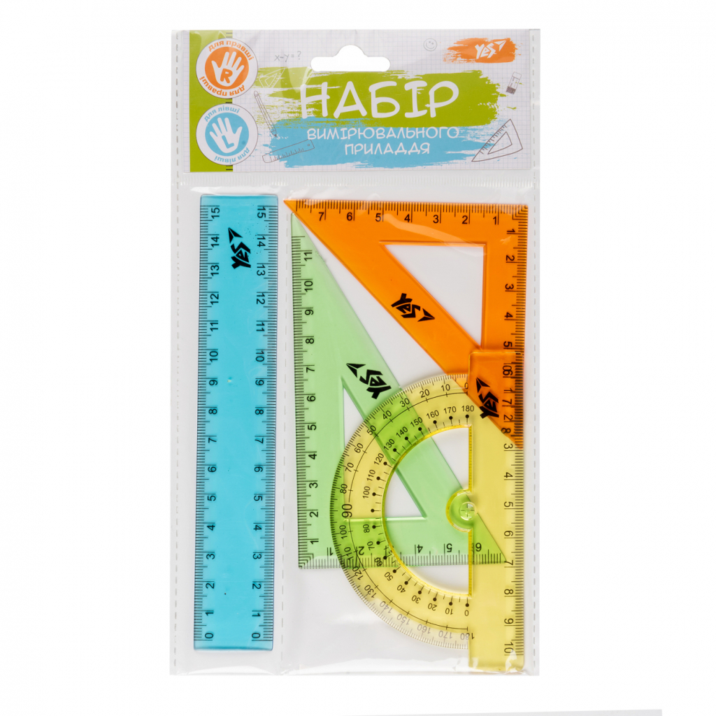 Лінійка Yes набір кольоровий 4 предмета лінійка 15 см (370264) - изображение 1