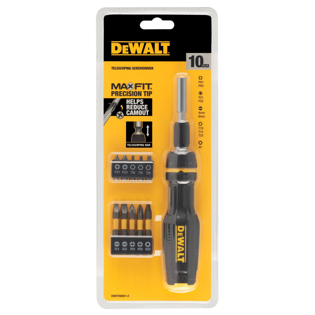 Набір викруток DeWALT FULL FIT Telescoping, зі змінними бітами, 10 біт (DWHT68001-0) - зображення 4