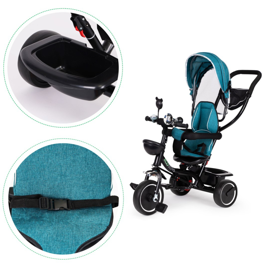 Дитячий велосипед Ecotoys Comfort З поворотним сидінням Green Blue (JM-066-9 GREEN/BLUE) - зображення 5