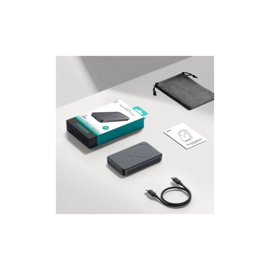 Батарея універсальна JOYROOM Magnetic Wireless 10000mAh 20W PD, QC, USB-C In/Out Black (JR-W020 / 6941237118455) - зображення 3