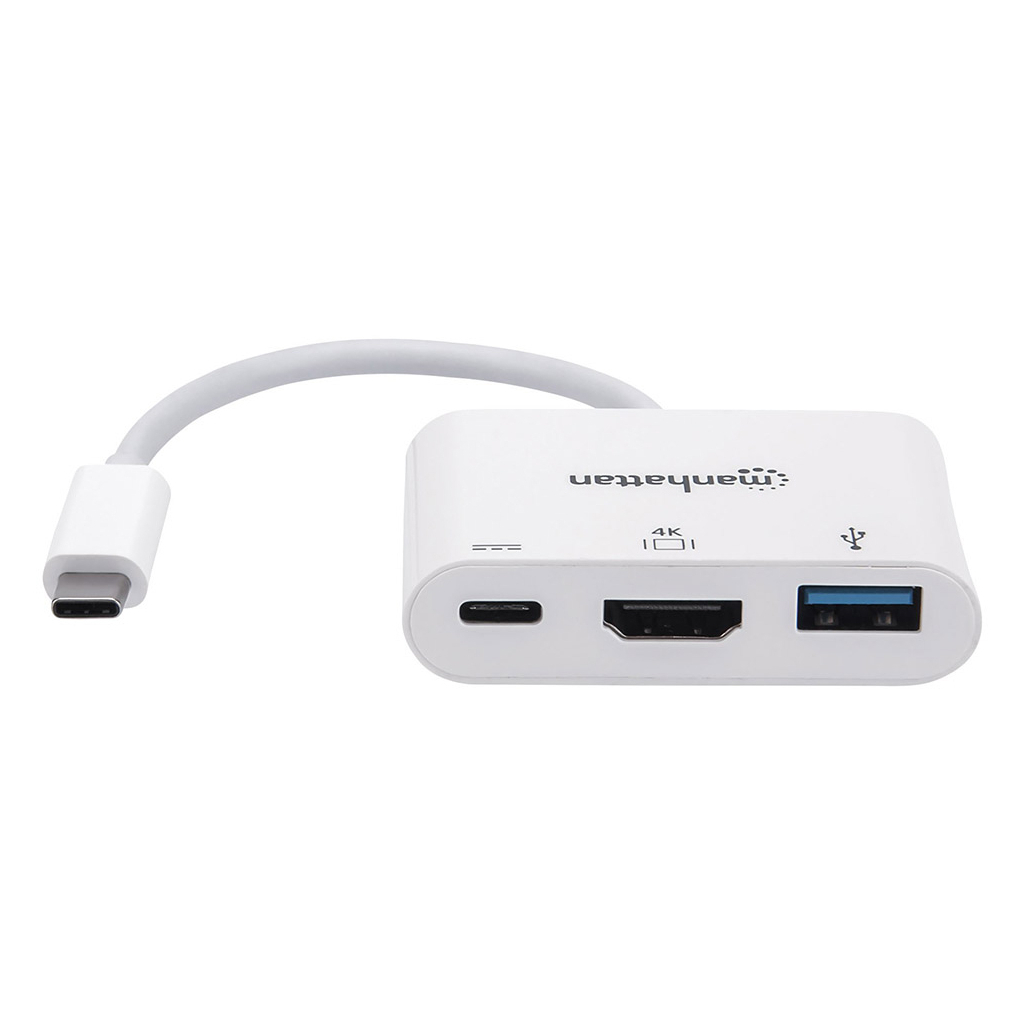 Концентратор Intracom USB3.1 Type-C to HDMI/USB 3.0/PD 60W 4-in-1 White Manhattan (152945) - зображення 3