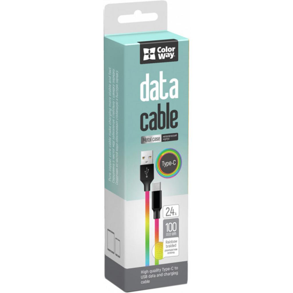 Дата кабель USB 2.0 AM to USB-C 1.0m multicolor ColorWay (CW-CBUC018-MC) - зображення 3