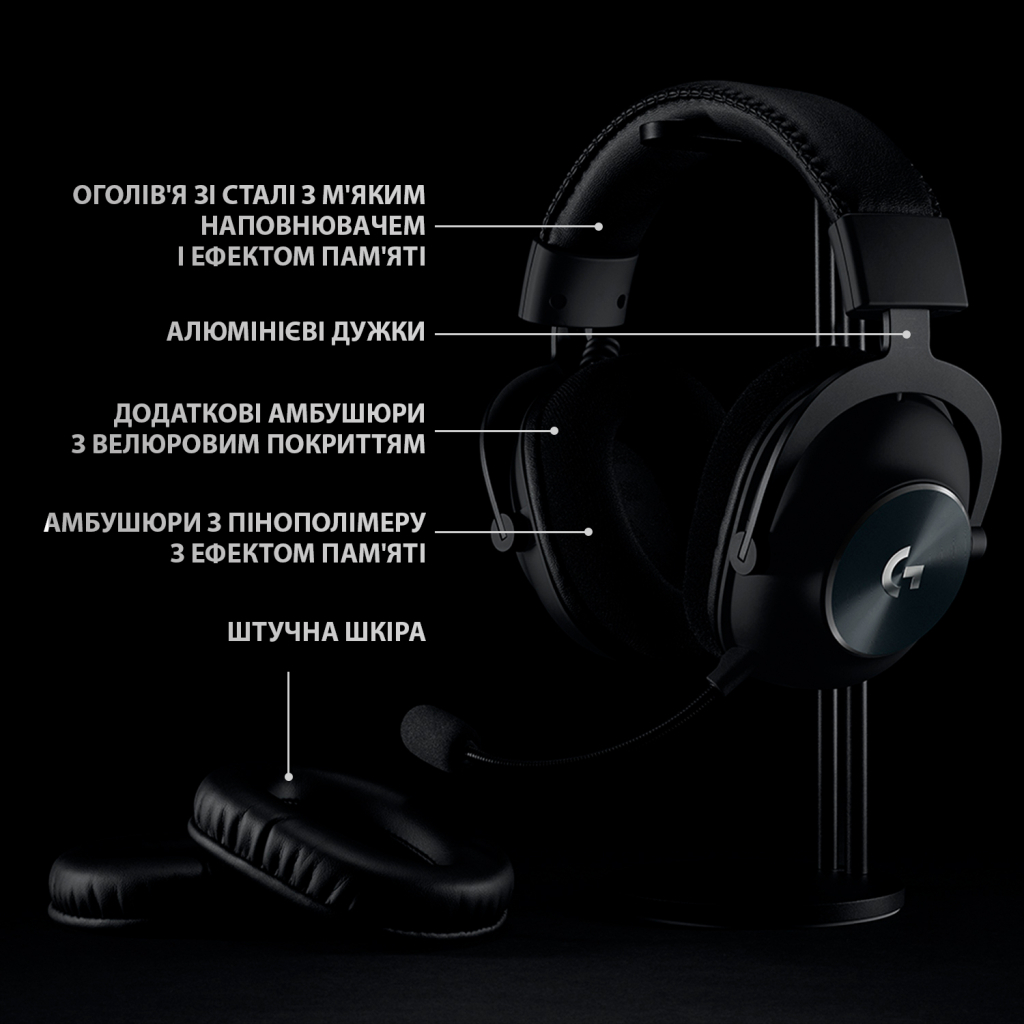 Навушники Logitech G PRO X Wireless Lightspeed Black (981-000907) - зображення 6
