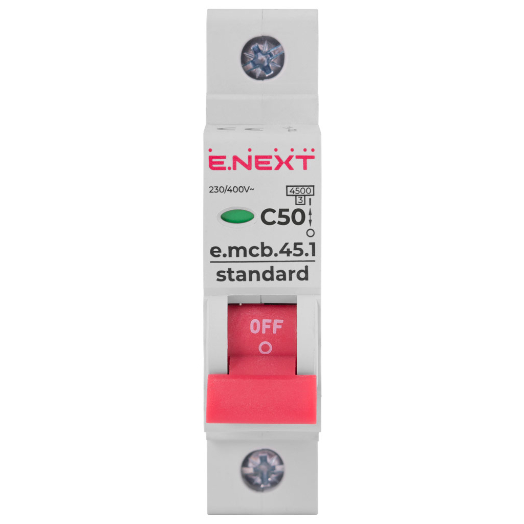 Автоматичний вимикач E.NEXT 1-п e.mcb.stand. 50А C ( 4,5кА) (s002013) - изображение 2