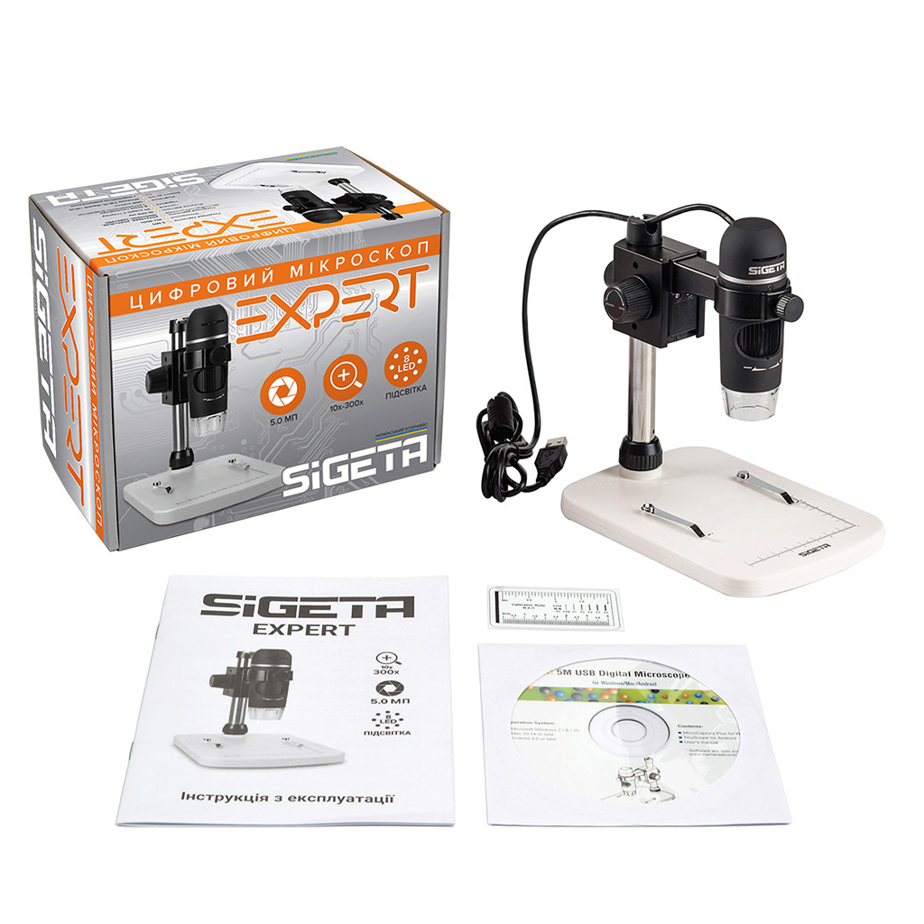 Мікроскоп Sigeta Цифровий Expert 10x-300x 5.0Mpx (65504) - изображение 6
