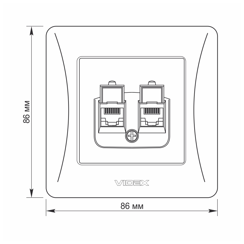 Комп'ютерна розетка Videx BINERA CAT6 + CAT6 подвійна черн (VF-BNSK2PC6-BG) - изображение 6