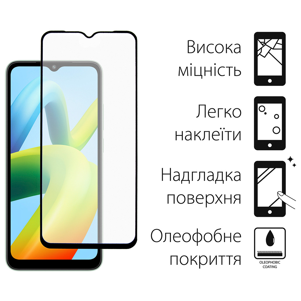 Скло захисне Dengos Full Glue Xiaomi Redmi A1 black frame (TGFG-232) - зображення 2