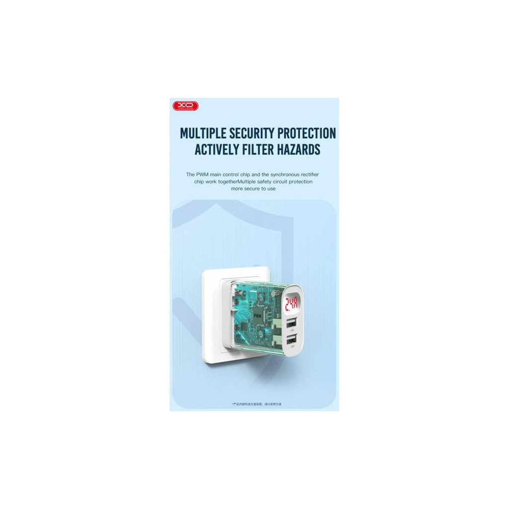 Зарядний пристрій XO L95 (2USB/2.4A) + USB - MicroUSB White (XO-L95-M) - зображення 3