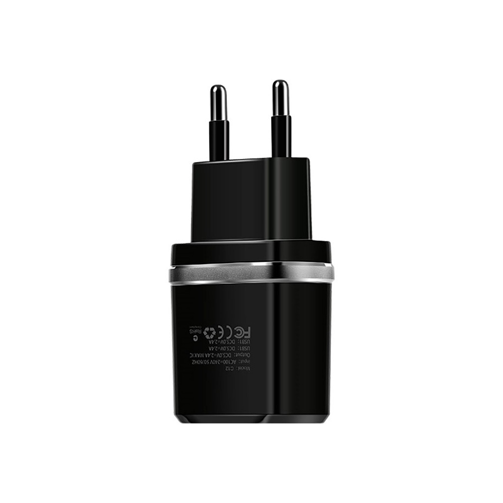 Зарядний пристрій HOCO C12 Smart dual USB charger Black (6957531063094) - зображення 3