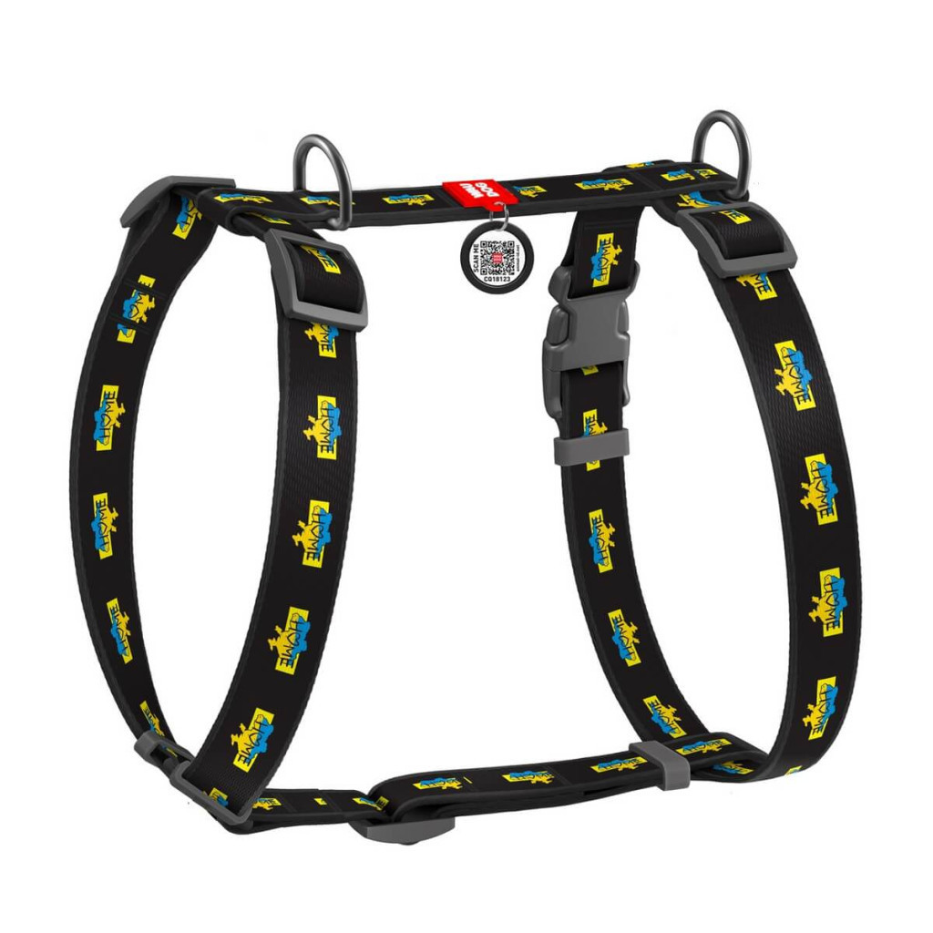 Шлея для собак WAUDOG Nylon з QR паспортом анатомічна H-подібна "Дім" L (322-0230) - зображення 1