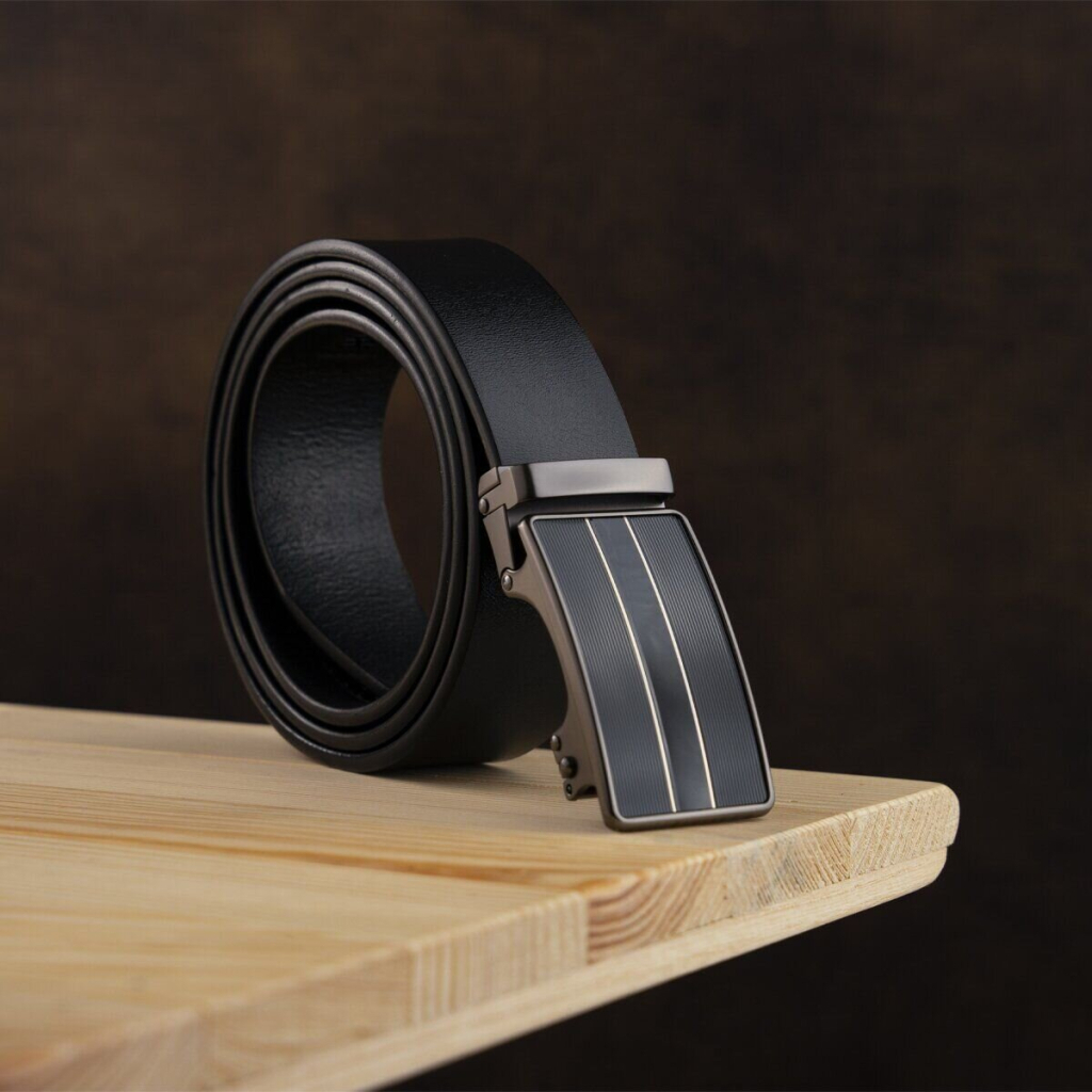 Ремінь Vintage Чоловічий зі смужками на пряжці Чорний (20334) - зображення 6