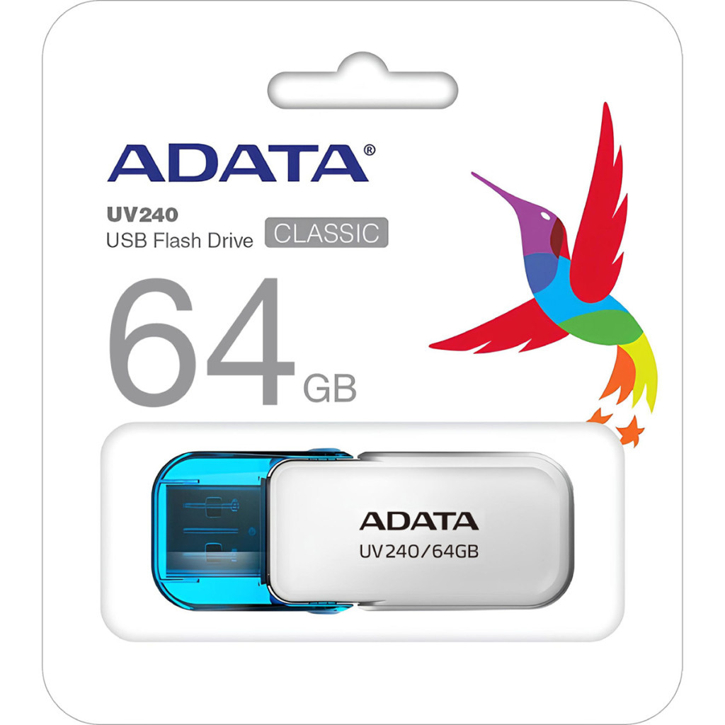 USB флеш накопичувач ADATA 64GB AUV 240 White USB 2.0 (AUV240-64G-RWH) - зображення 3