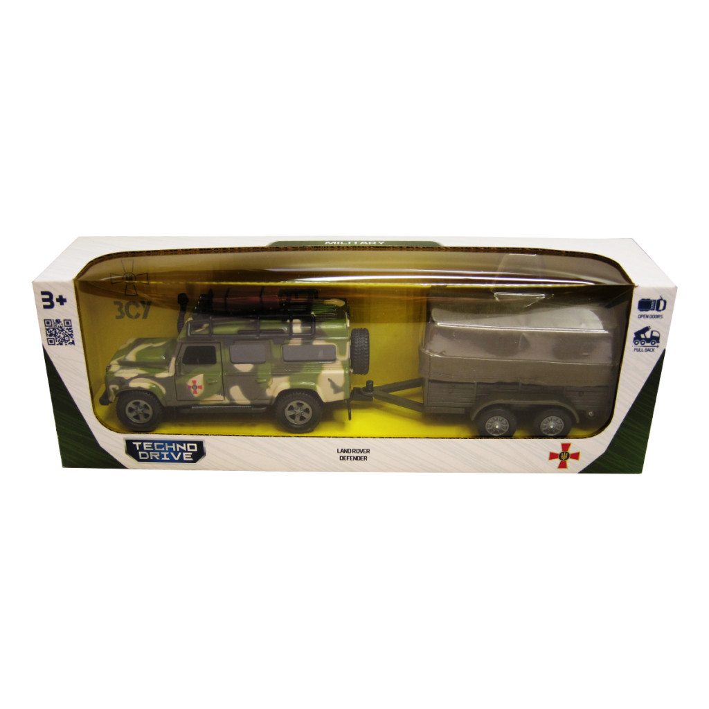 Машина TechnoDrive Land Rover Defender Мілітарі з причепом (520027.270) - зображення 2