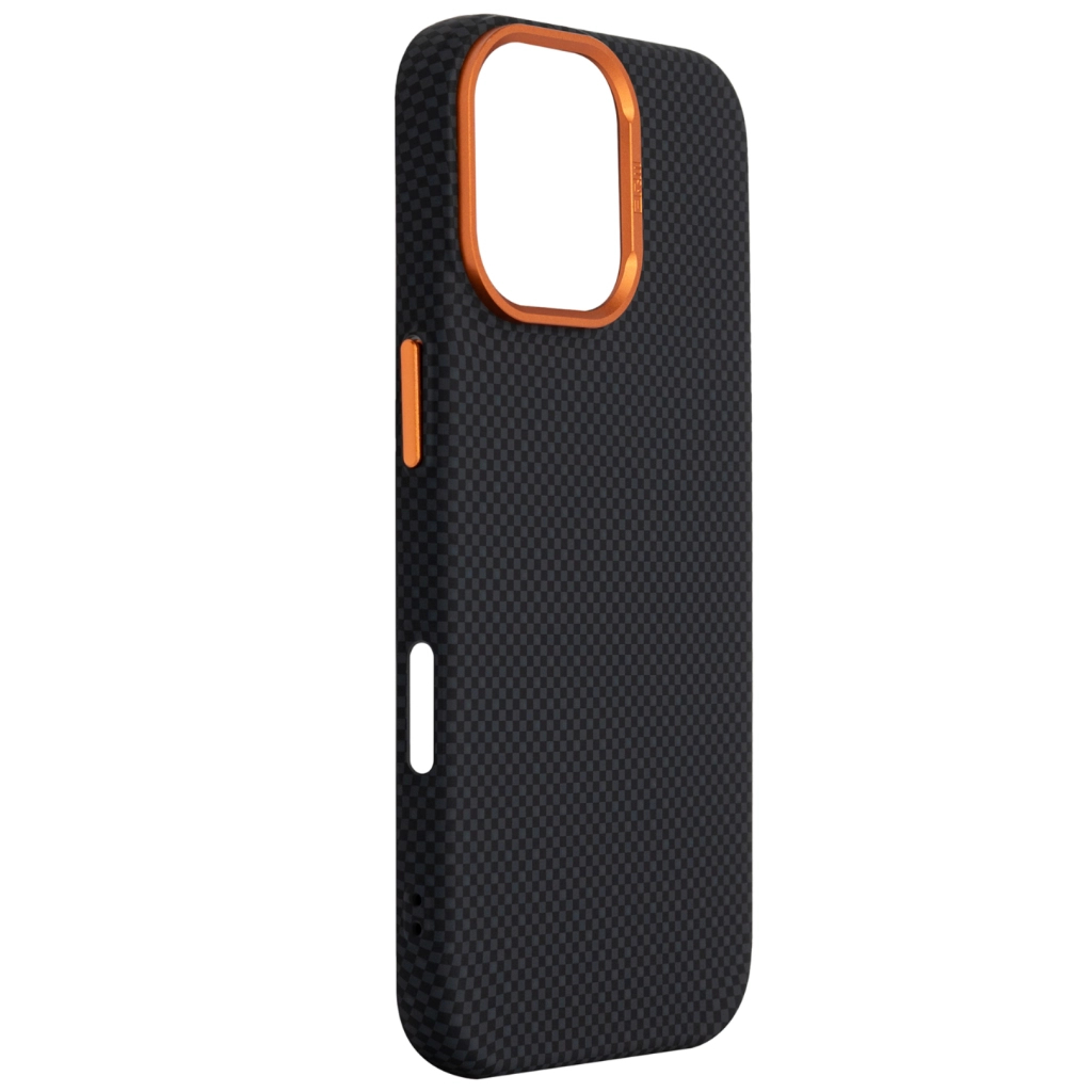 Чохол до мобільного телефона Armorstandart LikeCarbon2 SE MagCase Apple iPhone 17 Kevlar Black Orange (ARM89163) - зображення 3