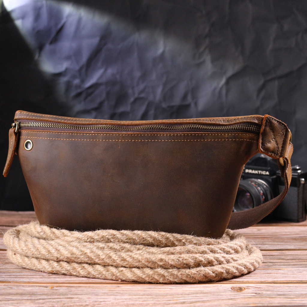 Сумка Vintage Вінтажна поясна з натуральної шкіри Коричнева (21294) - зображення 8