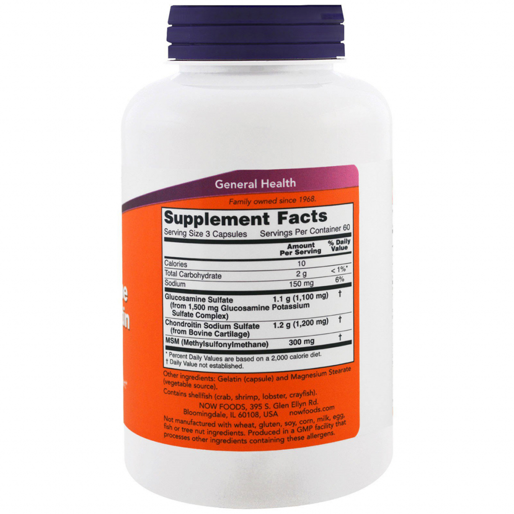Вітамінно-мінеральний комплекс Now Foods Глюкозамин и Хондроитин с МСМ, Glucosamine & Chondroitin & M (NOW-03172) - зображення 2