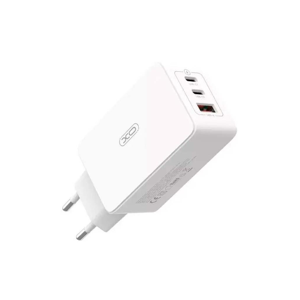 Зарядний пристрій XO CE13 PD65W GaN (2Type-C/1USB) White (XO-CE13-WH) - зображення 2